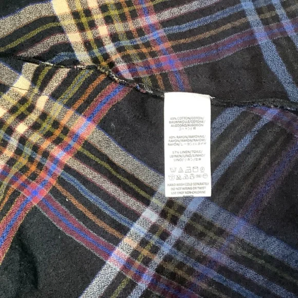 Free People Ombré Dip-dyed Plaid Maxi Skirt Frayed Hem Purple Red Black - Picture 6 of 7